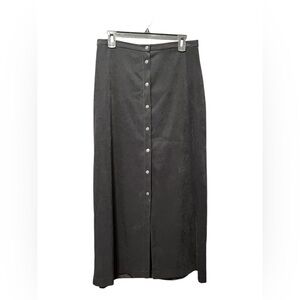🟠Lennie LNY New York Black Faux Suede Button-Front Maxi Skirt – Size 12